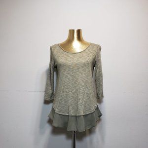 GREEN ENVELOPE Olive Faux Layered Top